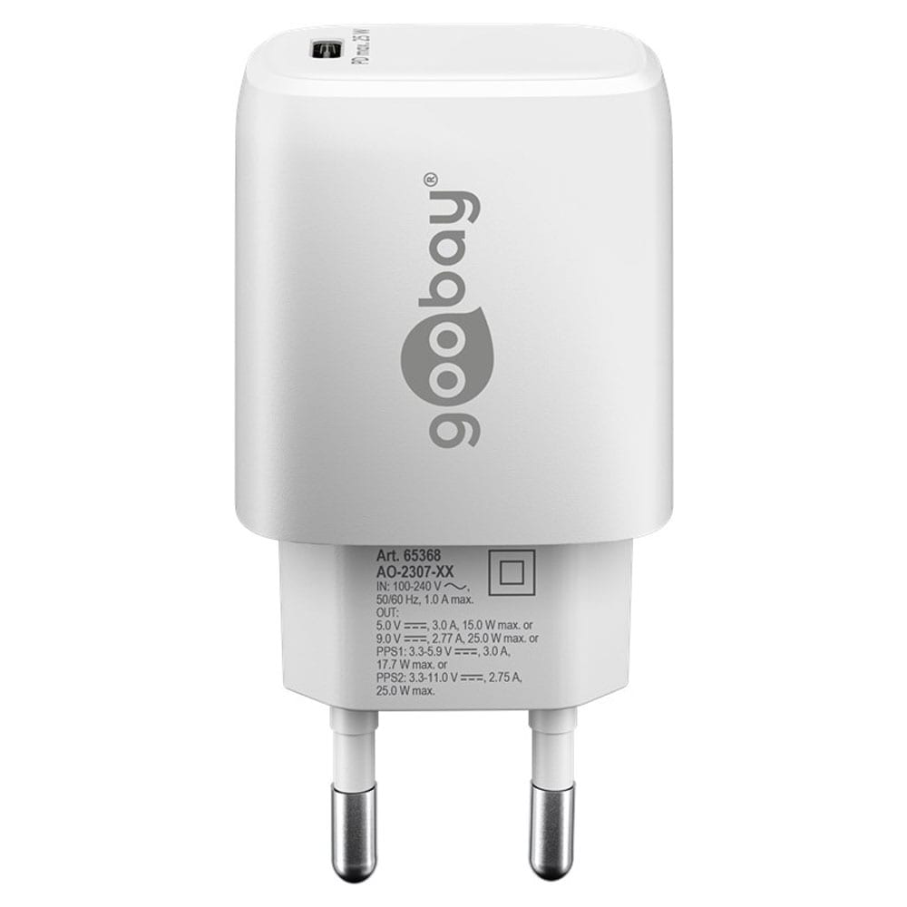 Goobay USB-C Oplader 25W Strømforsyning - Hvid