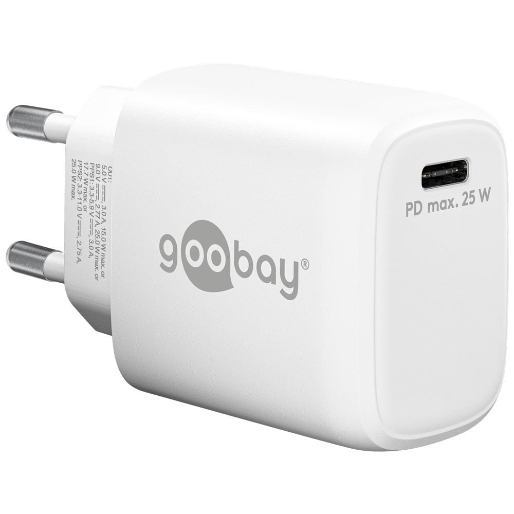 Goobay USB-C Oplader 25W Strømforsyning - Hvid
