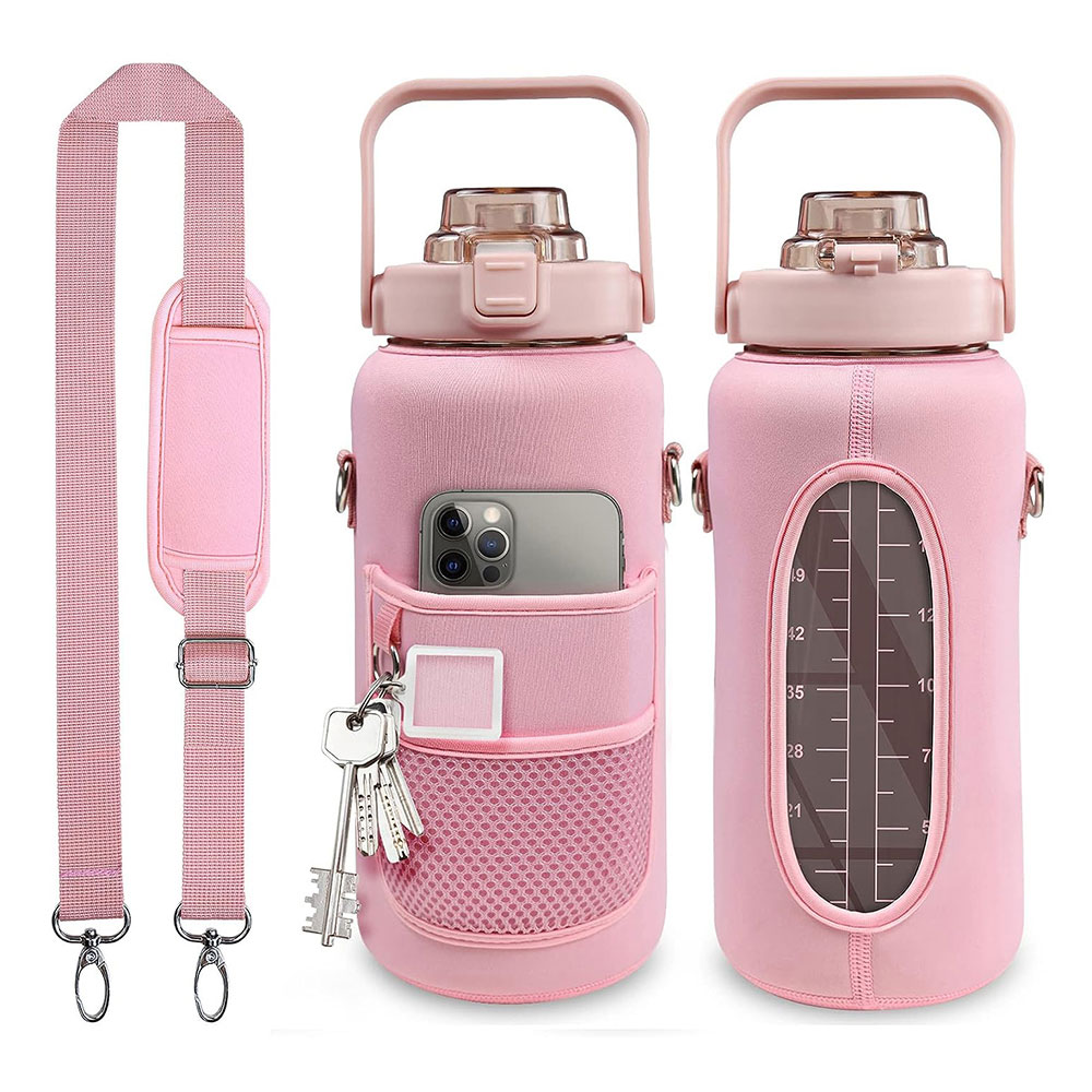 Bæretaske til 2 liters vandflaske med skema - Pink