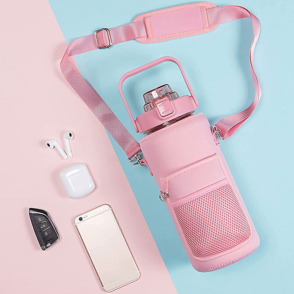 Bæretaske til 2 liters vandflaske med skema - Pink