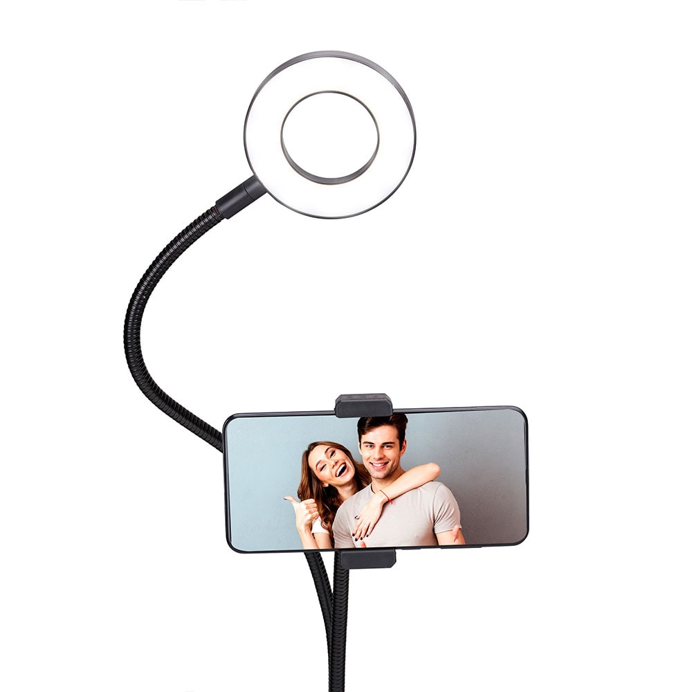 Grundig LED selfie ring med bordklemme 9cm