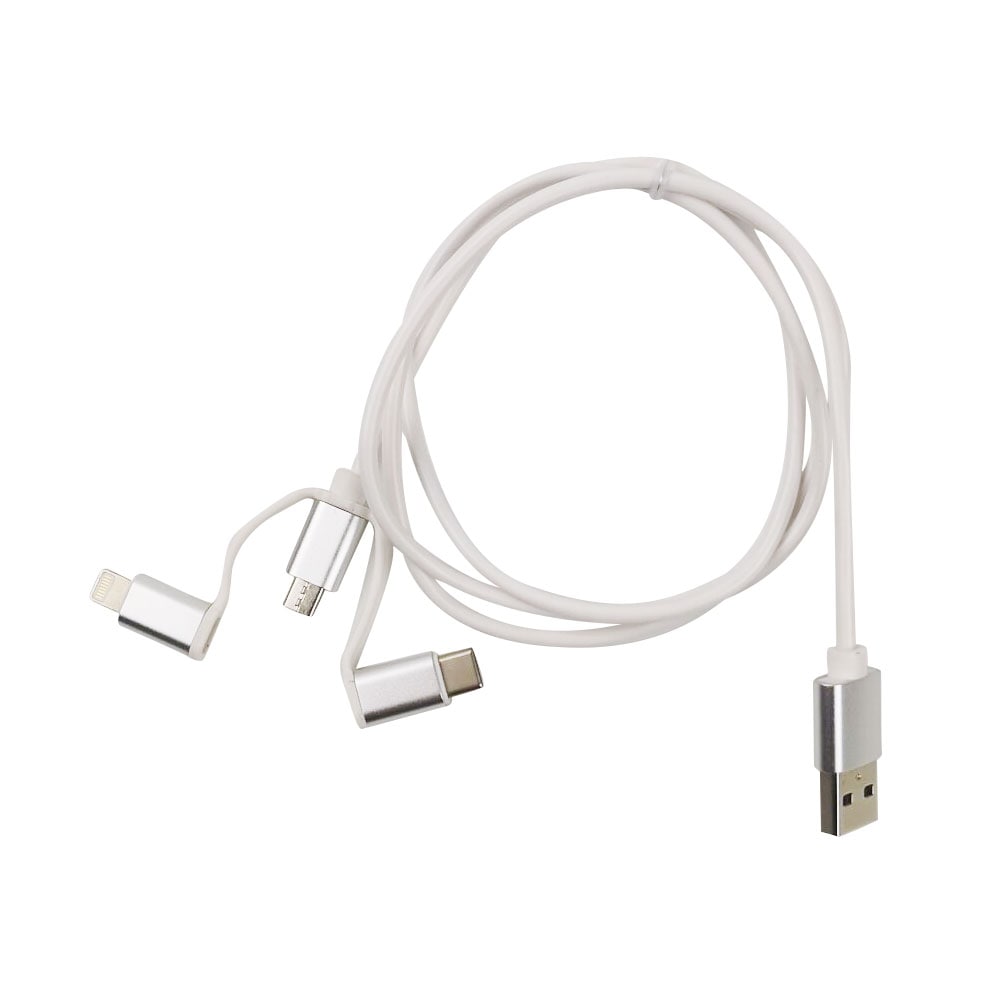 Moba 3-i-1 USB-kabel USB til MicroUSB, USB-C & Lightning 1m