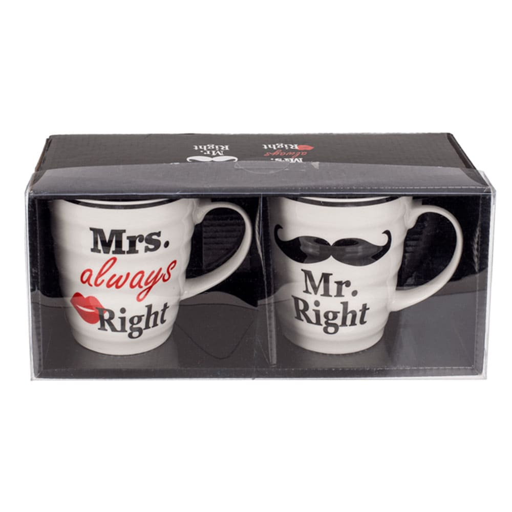 Porcelænskrus - Mr Right & Mrs Always Right