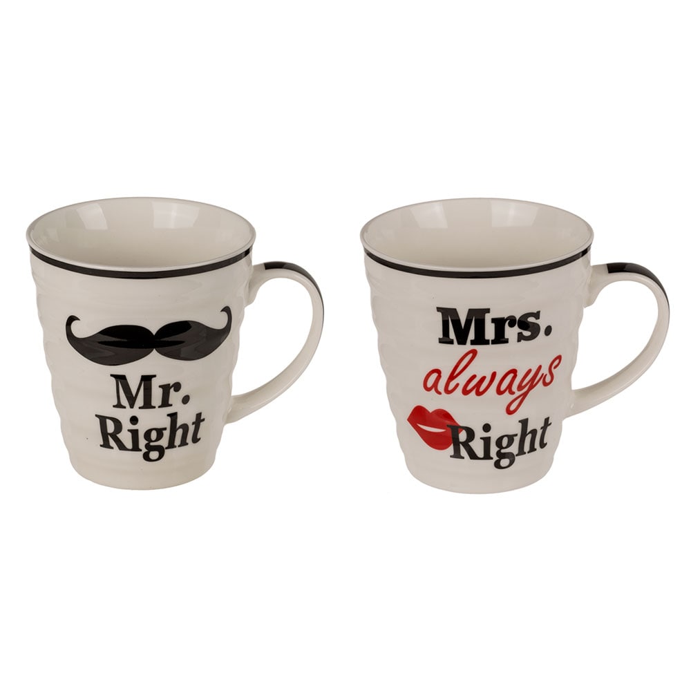 Porcelænskrus - Mr Right & Mrs Always Right