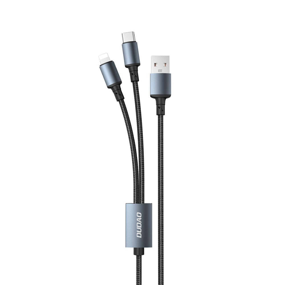 Dudao 2-i-1 USB-kabel - USB til USB-C / Lightning 6A 1,2m - Sort