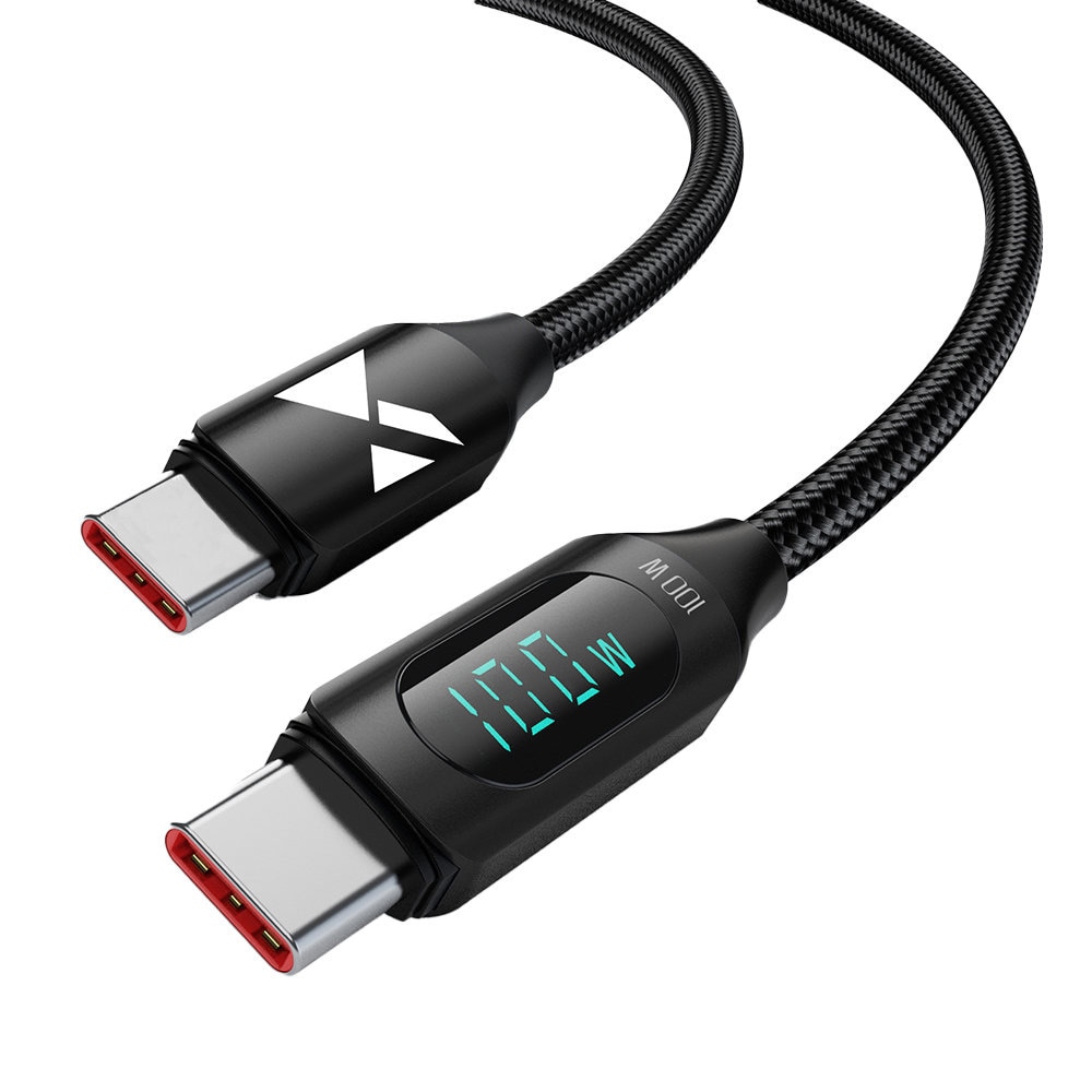 Wozinsky USB-C Kabel PD 100W med Display 100W 1m - Sort