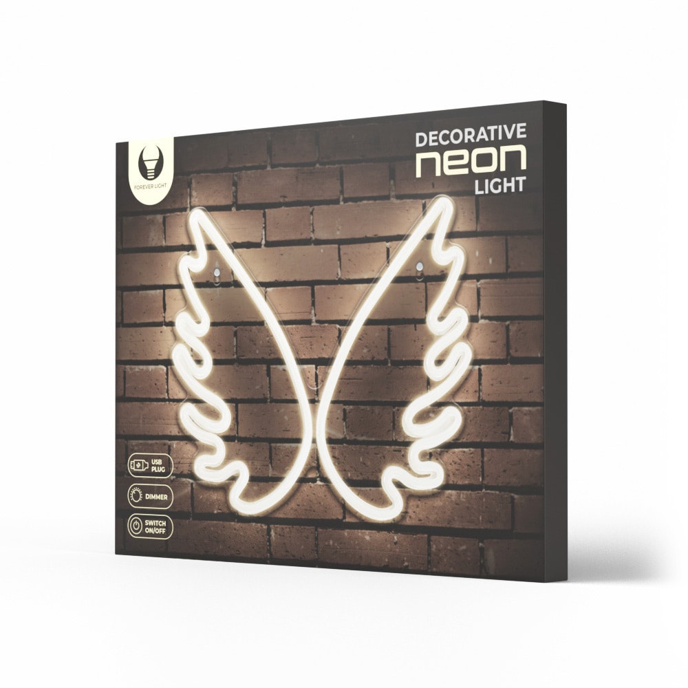 Forever Light Neon Sign Wings - Hvid