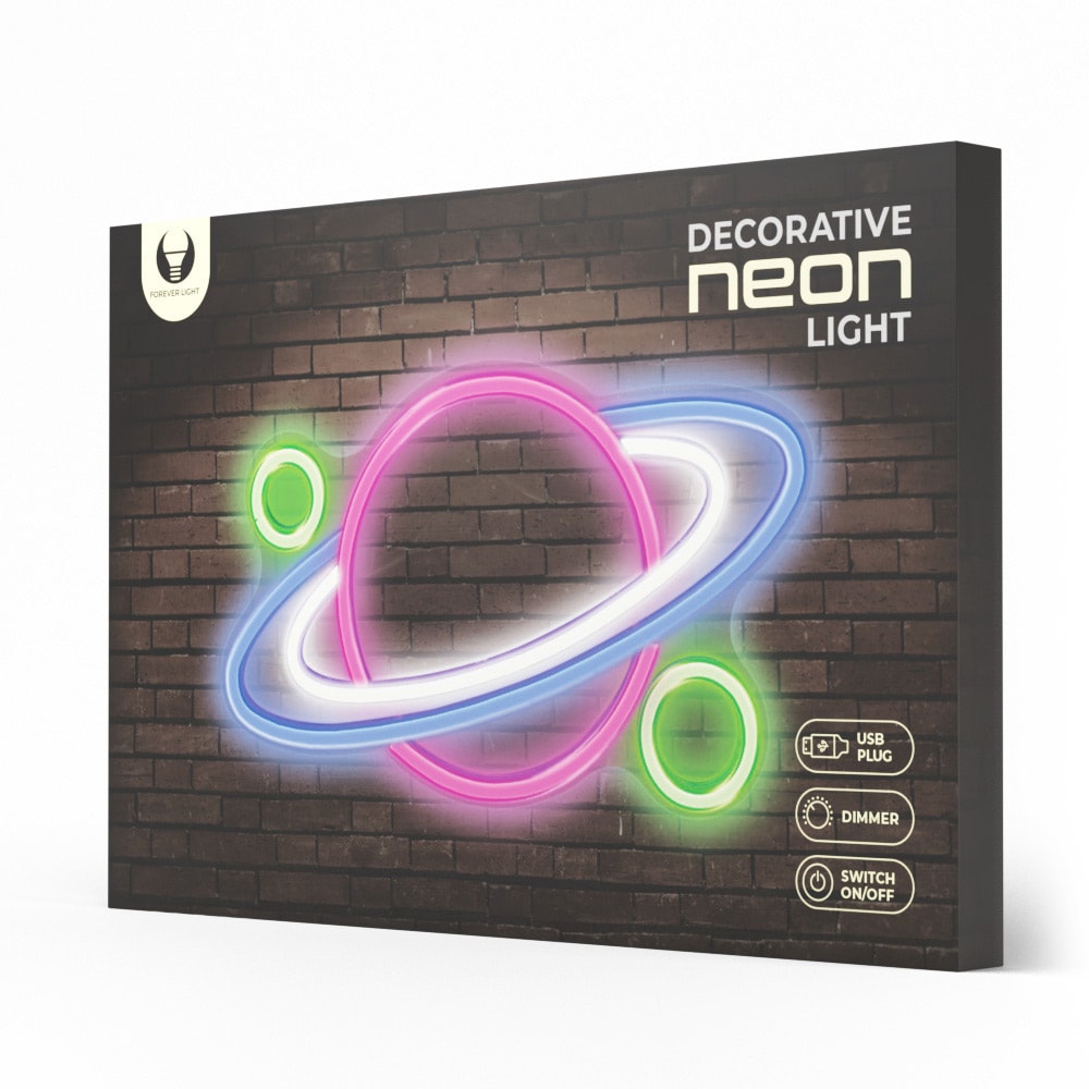 Forever Light Neon Sign Planet - Flerfarvet