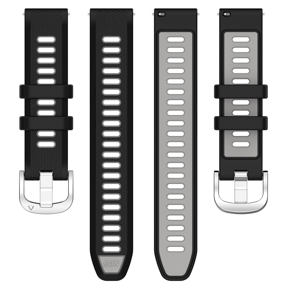 Silikone armbånd til Garmin Forerunner 265 / 265S - 20 mm sort / grå