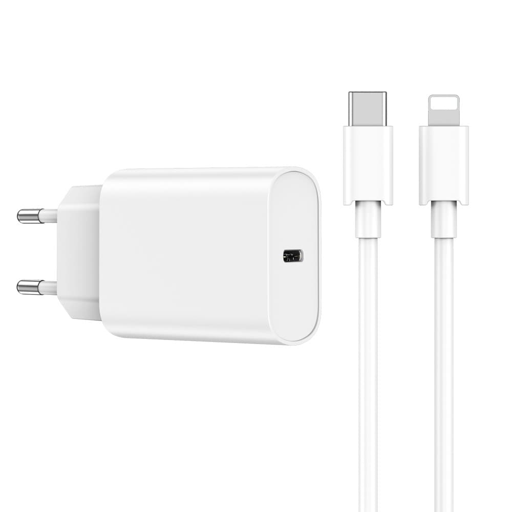 iPhone Hurtigoplader USB-C strømadapter 20W + Kabel