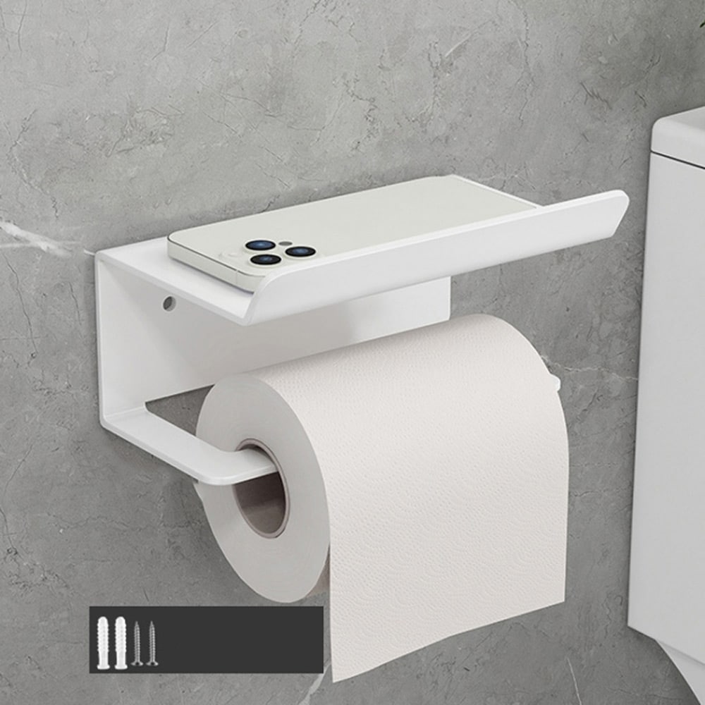 Toiletpapirholder med mobilhylde - Hvid