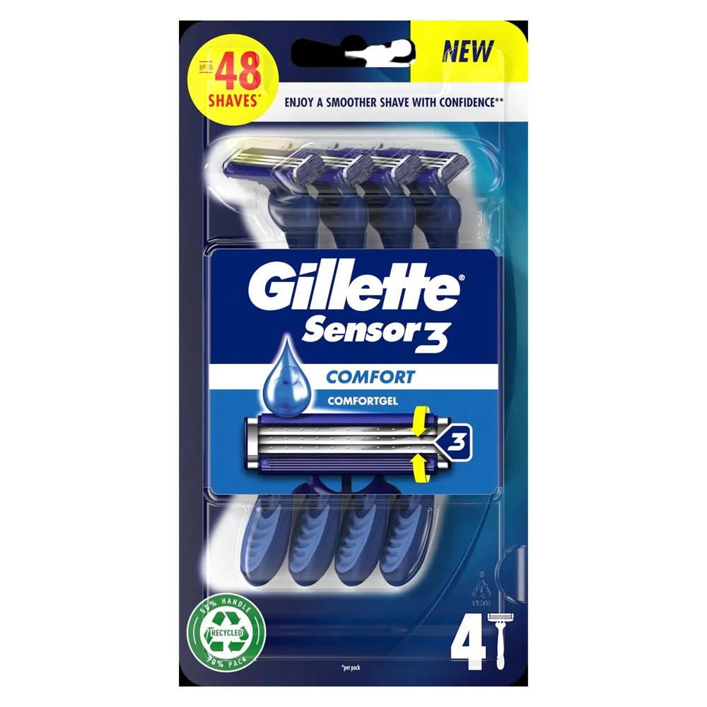 Gillette Sensor 3 Comfort engangsbarberknive 4-pak