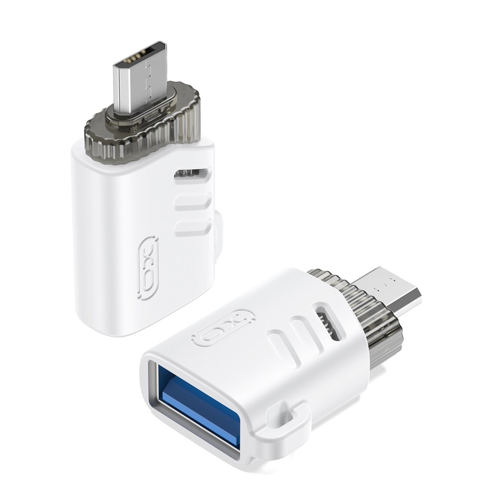 XO USB adapter OTG USB til microUSB - Hvid