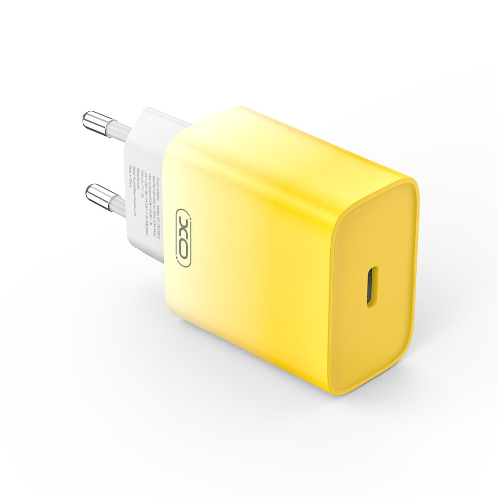 XO USB-C oplader PD 30W - Gul/Hvid