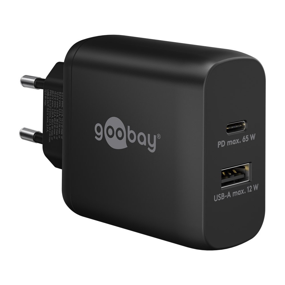 Goobay USB-C Hurtigoplader 65W - Sort