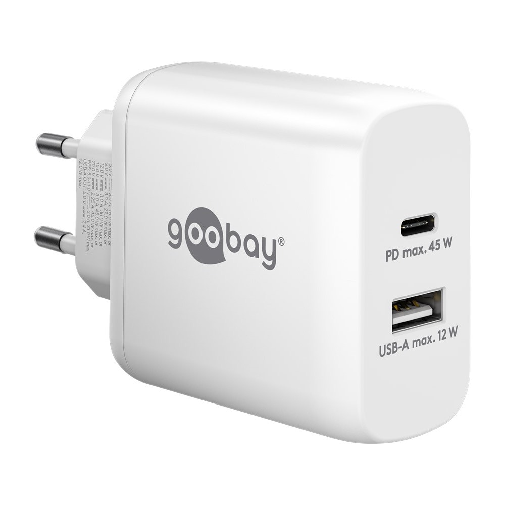 Goobay USB-C Hurtigoplader 45W - Hvid