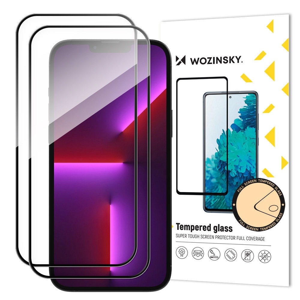 Wozinsky Case Friendly Skærmbeskytter til iPhone 15 Pro 2-pack - Sort ramme