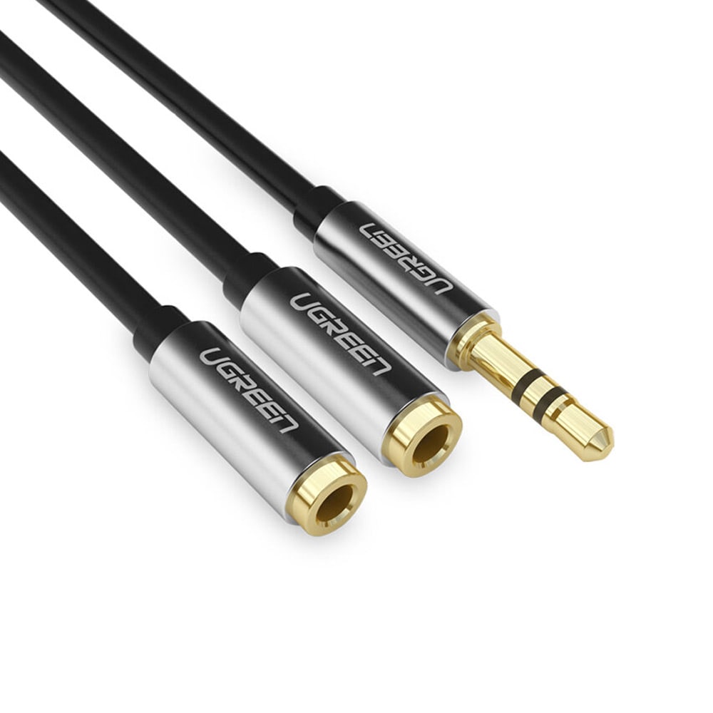 Ugreen Audio kabel 3,5 mm med 1 han og 2 hun - Sort