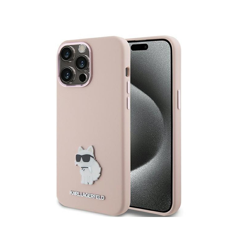 Karl Lagerfeld Choupette Silikone Cover til iPhone 15 Pro Max - Pink