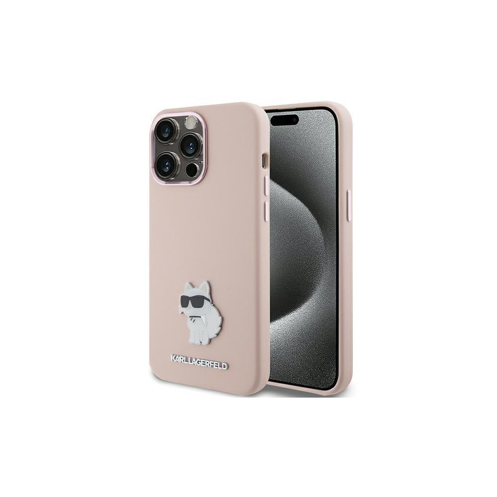 Karl Lagerfeld Choupette Silikone Cover til iPhone 15 Pro - Pink