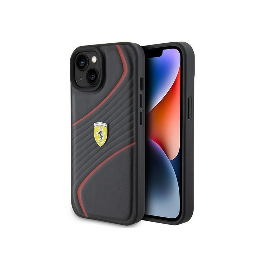 Ferrari Bagcover med logo til iPhone 15 - Sort