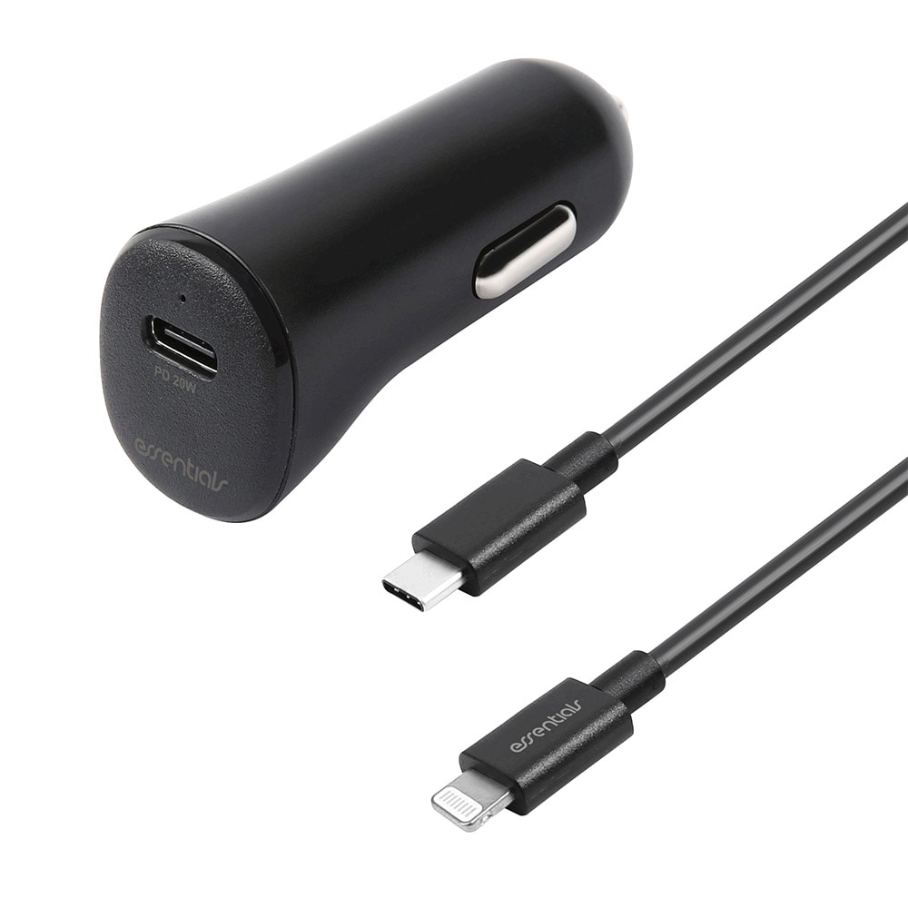 Essentials Billaddare 20W med USB-C till Lightningkabel
