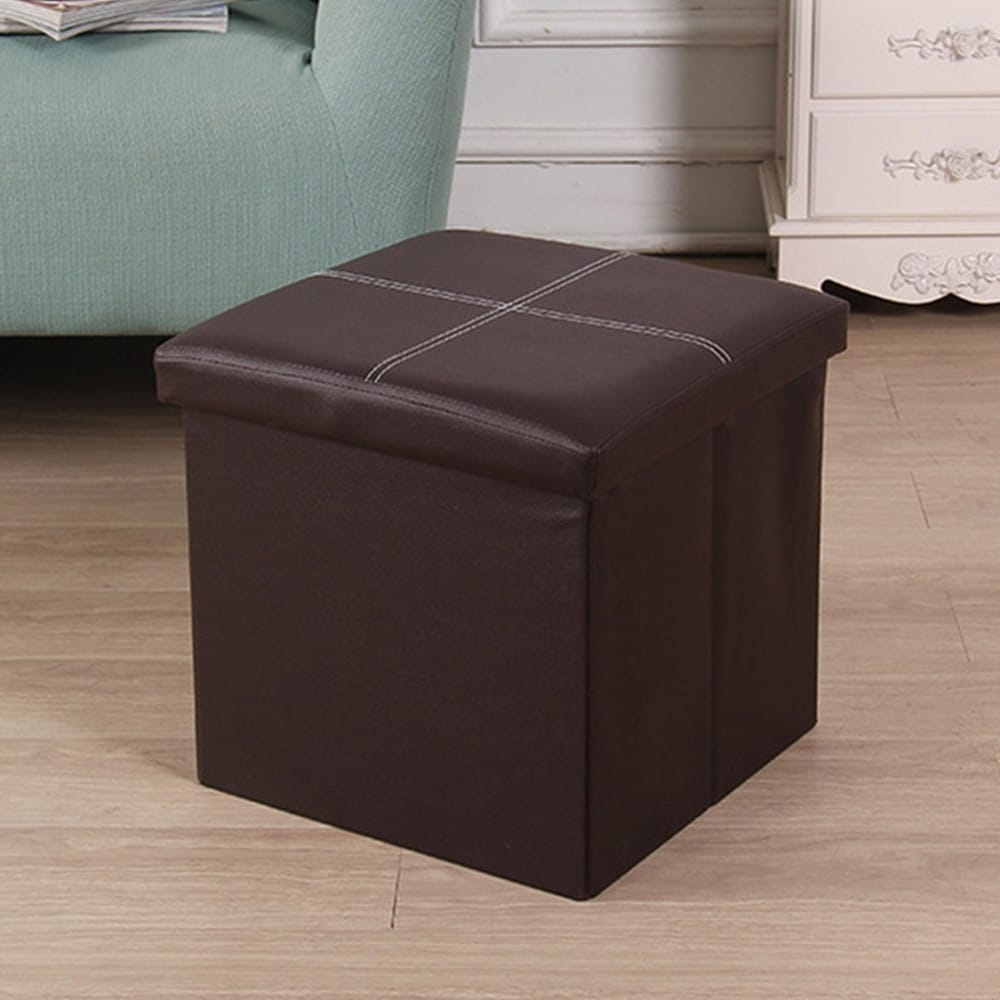 Sammenklappelig ottoman/skammel med opbevaring 30cm - Brun