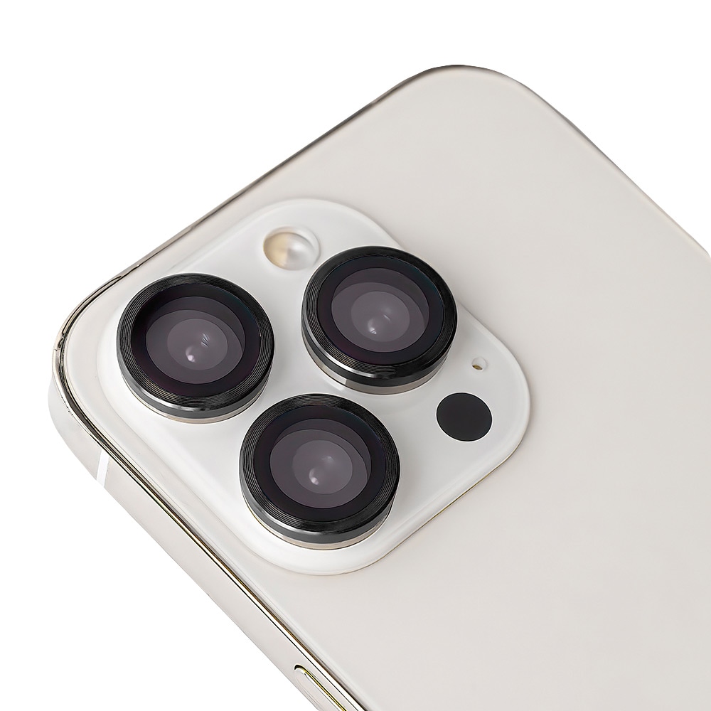 Objektivbeskyttelse til kamera til iPhone 11 Pro / 11 Pro Max / 12 Pro - Sort ramme