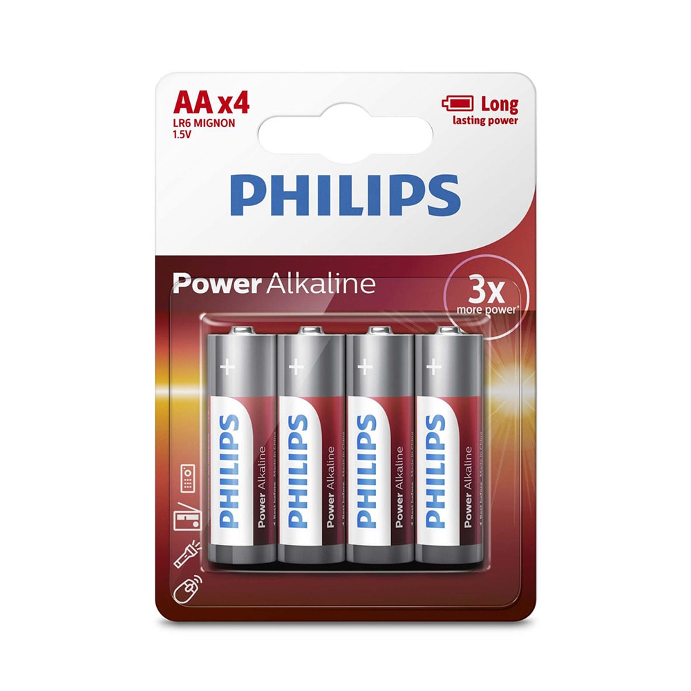 Philips Power Alkaline AA-batteri 4-pak