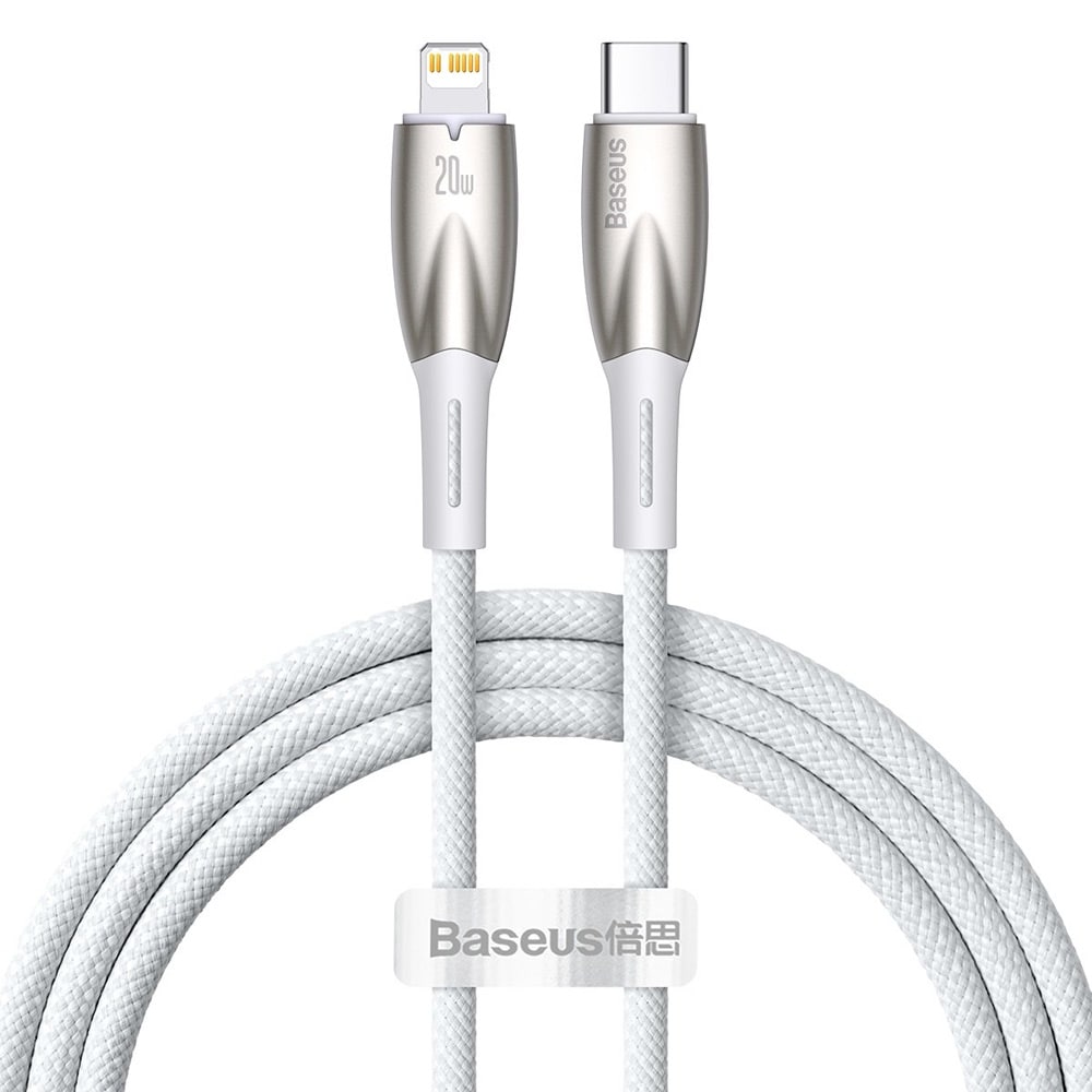 Baseus Glimmer USB-kabel USB-C til Lightning 20W 1m - Hvid