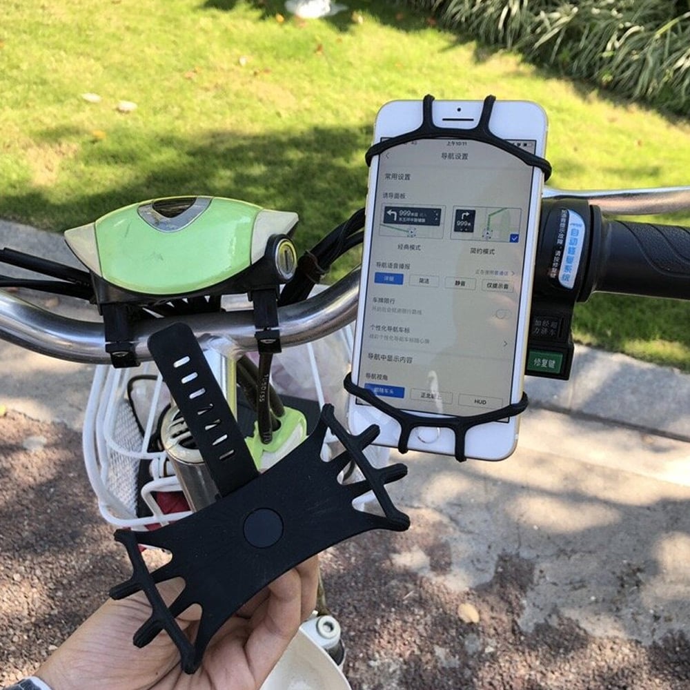 Mobilholder i silikone til cykel - Sort