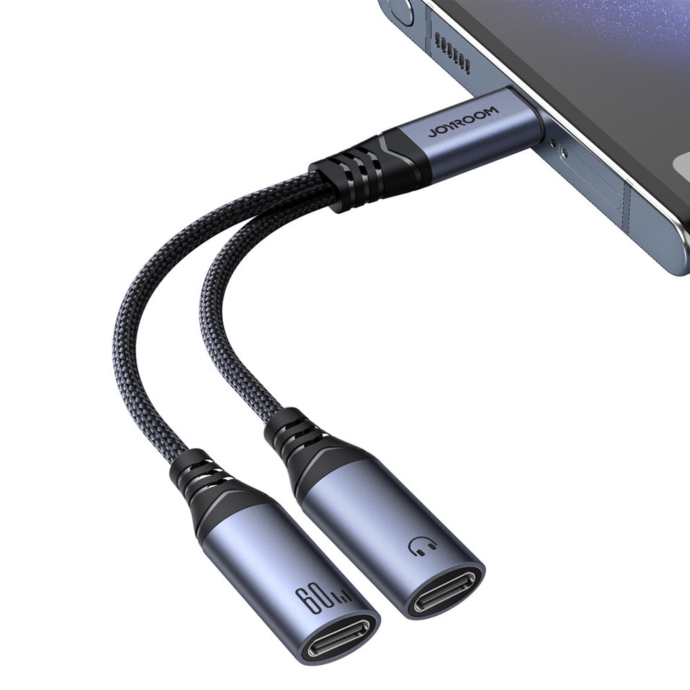 Joyroom USB-Adapter USB-C til 2x USB-C - Opladning og lyd
