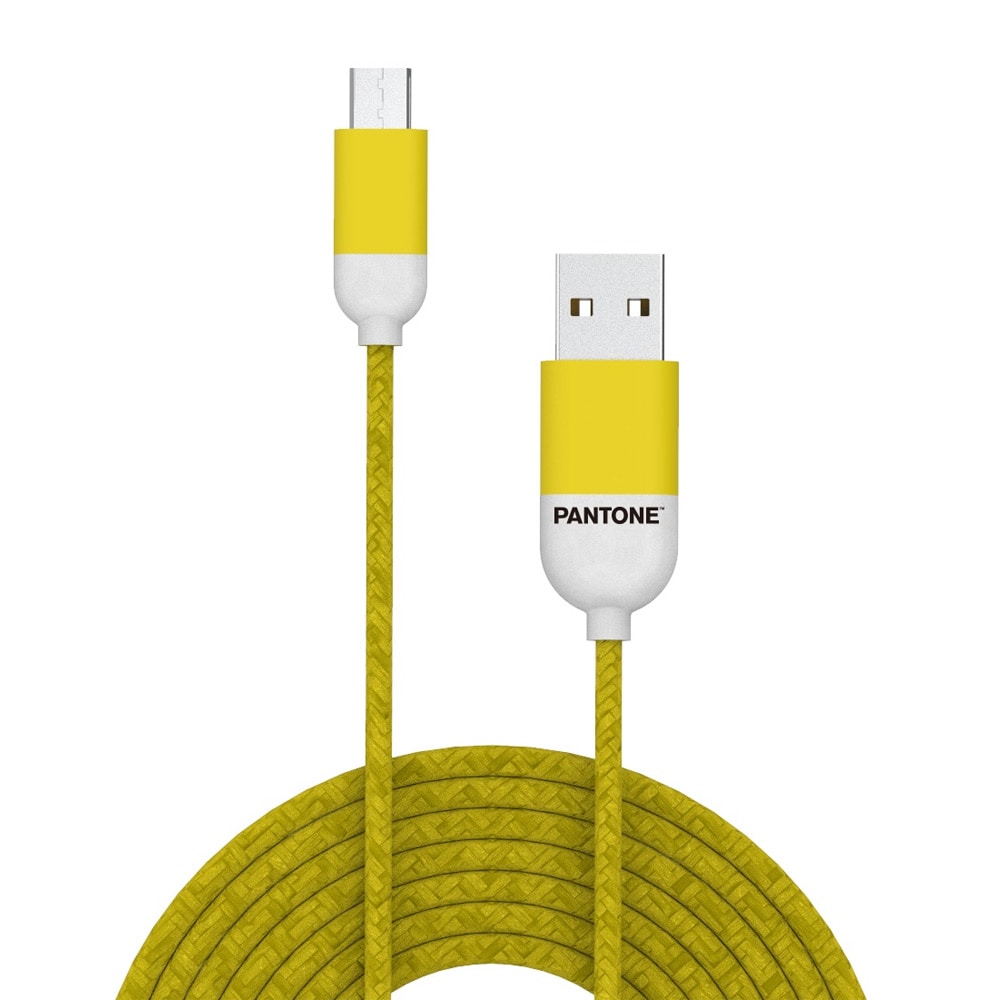 Pantone USB-kabel USB til microUSB 1,5m 2,4A - Gul 102C