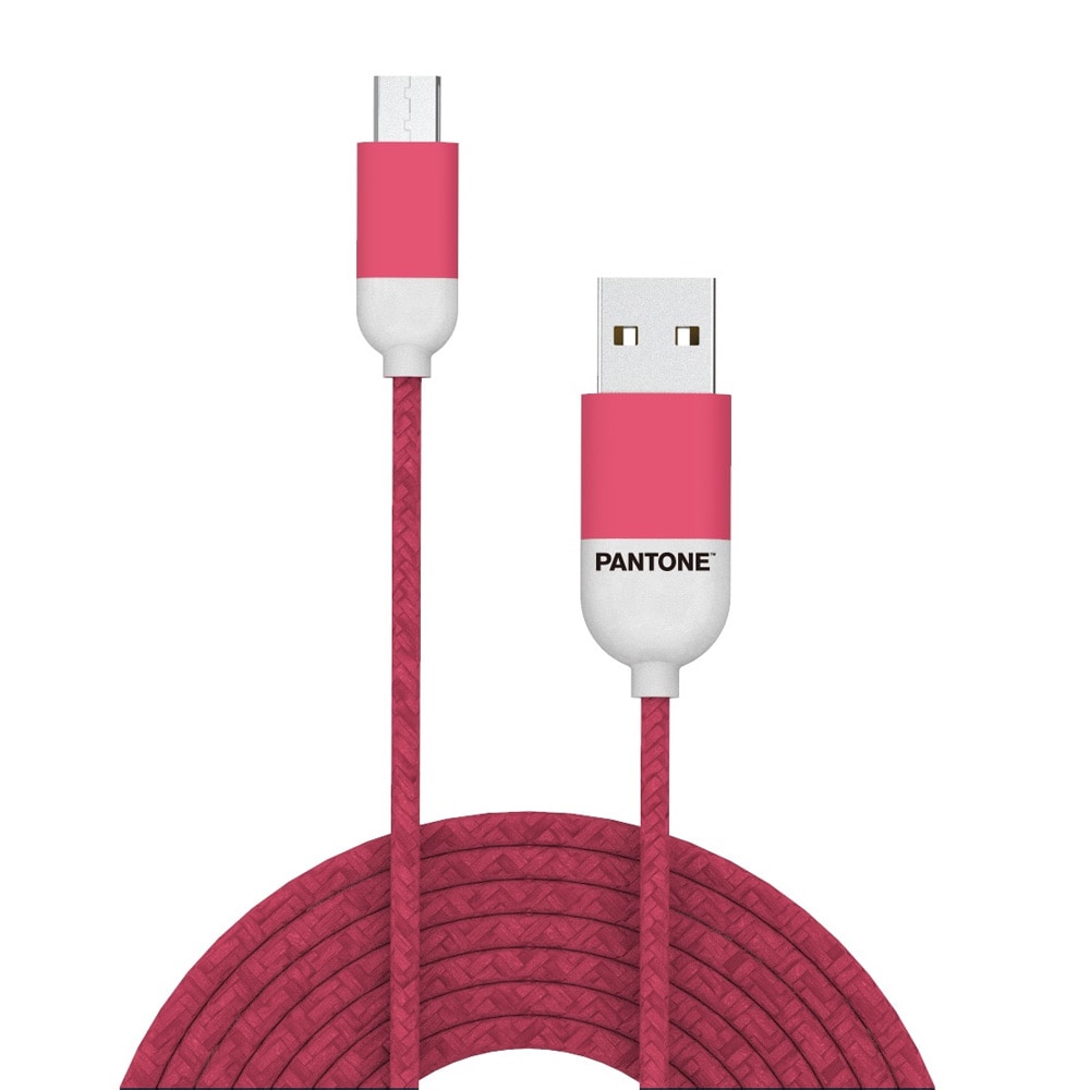 Pantone USB-kabel USB til microUSB 1,5m 2,4A - Rosa 184C