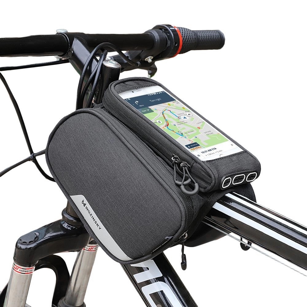 Wozinsky Taske til cykelrammen med mobilholder 1,5L - Sort