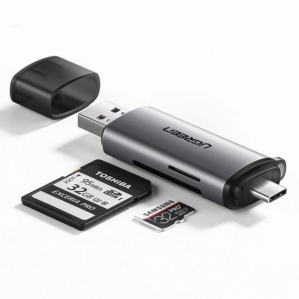 Ugreen Hukommelseskortlæser til SD / microSD med USB 3.0 / USB-C 3.0