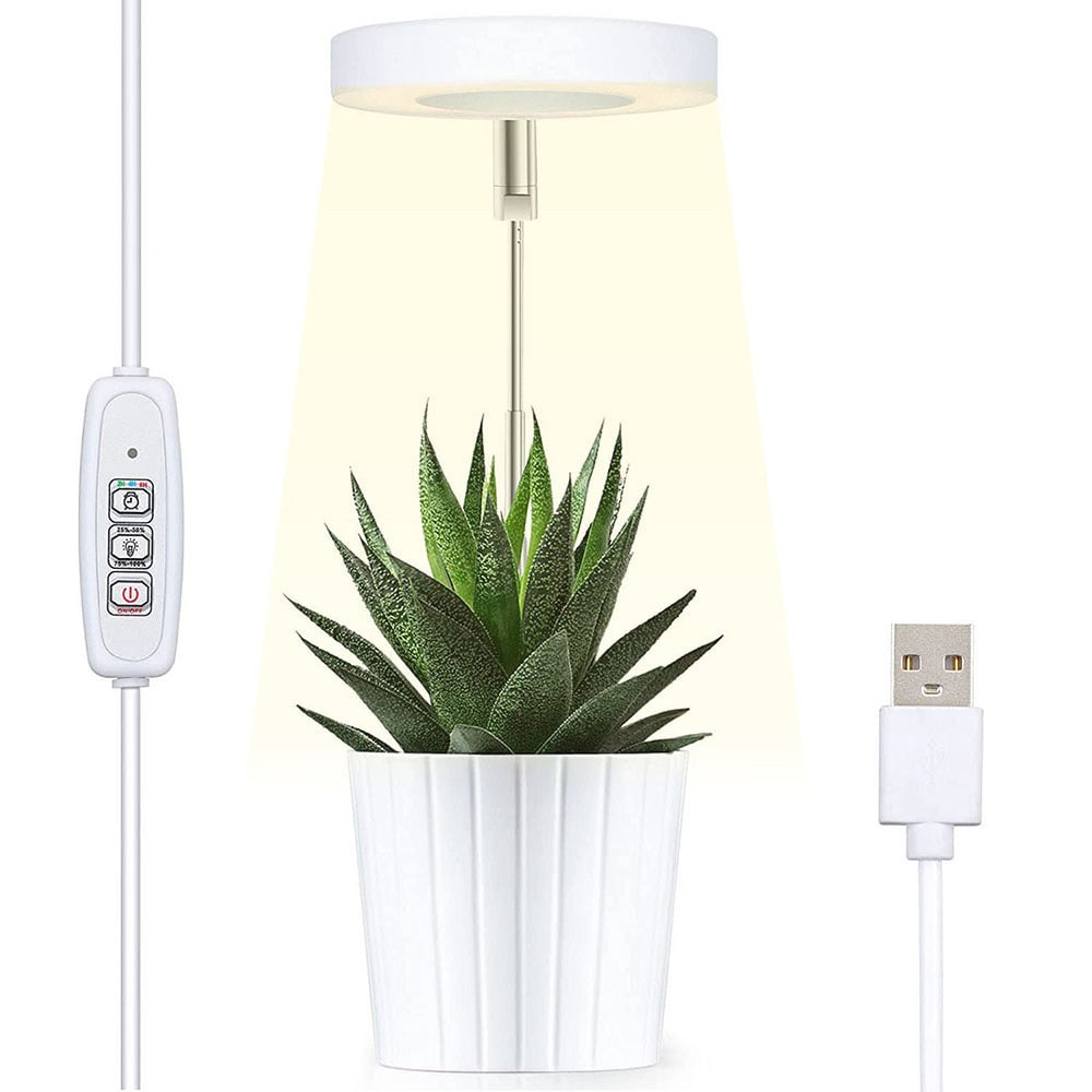 Plantelampe med justerbar højde - effektiv plantebelysning med timer og lysdæmper