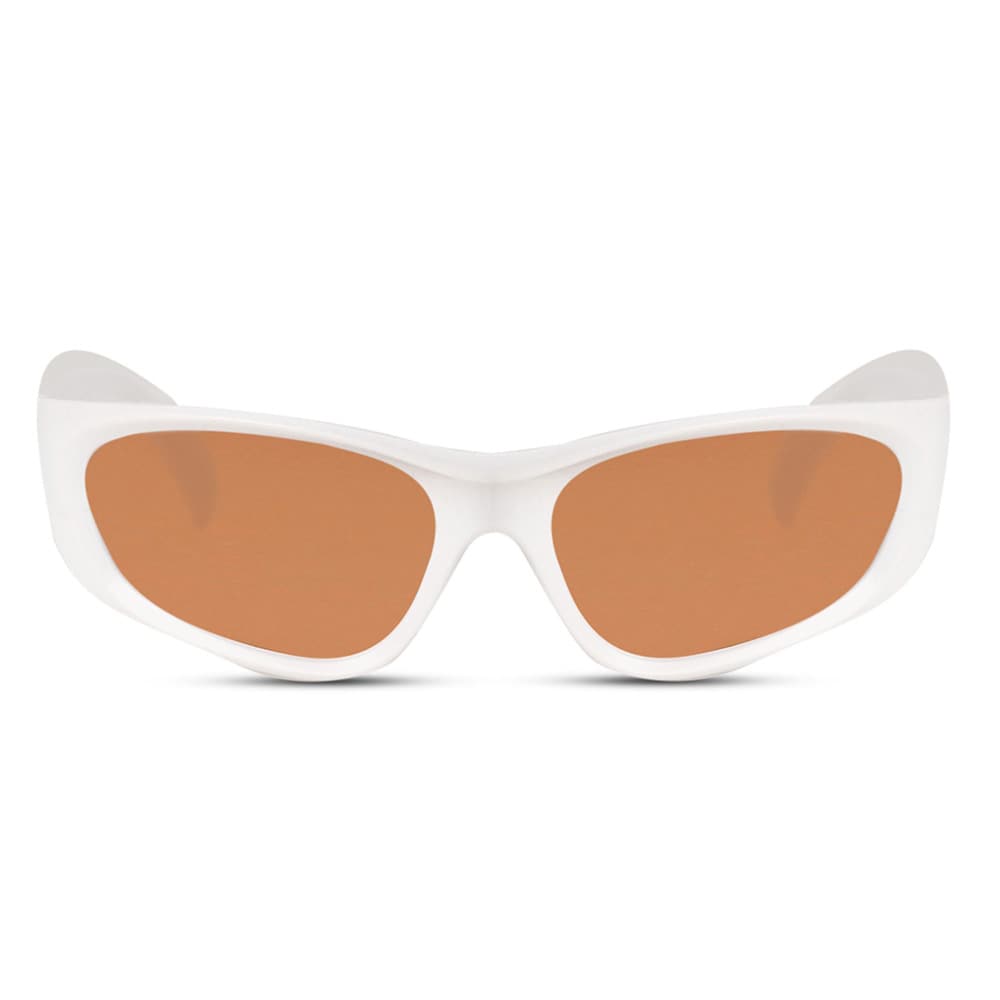 Hvide solbriller med brun linse
