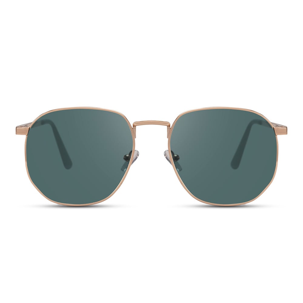 Runde solbriller med grøn linse