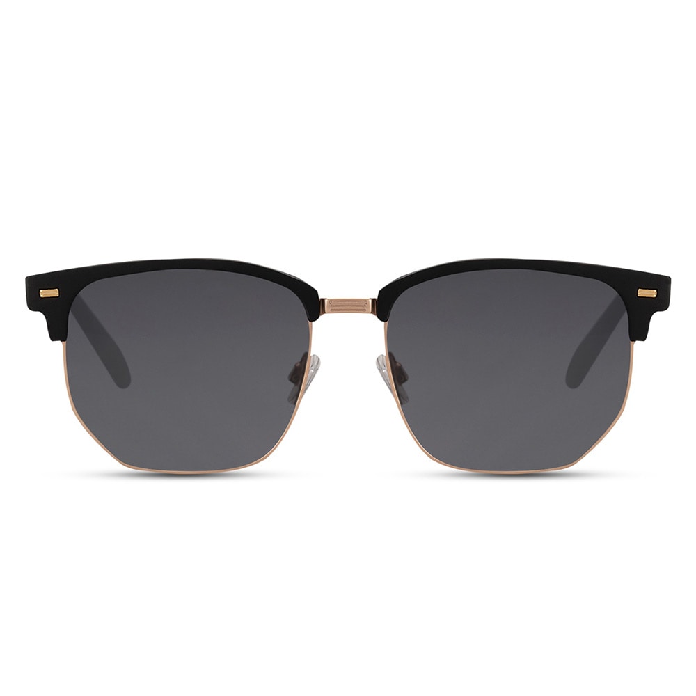 Solbriller med sort halvstel og sort linse