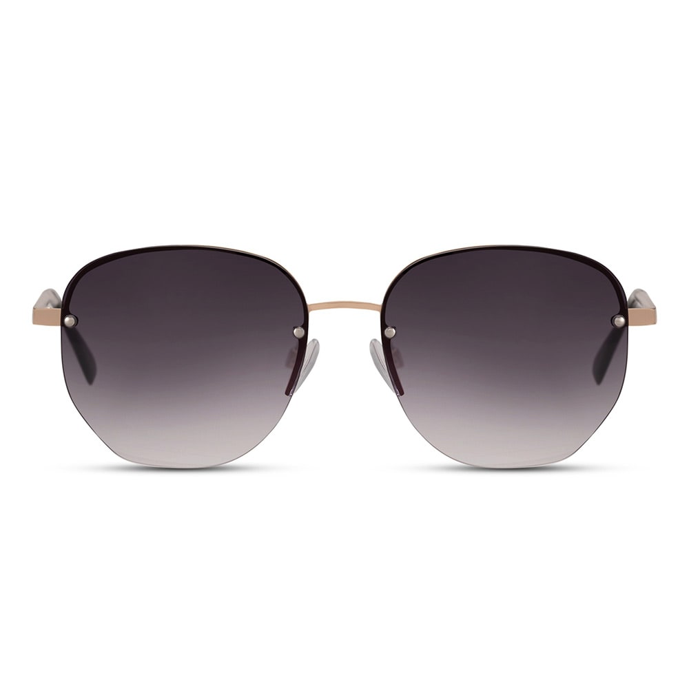 Runde solbriller med guldramme og sort linse