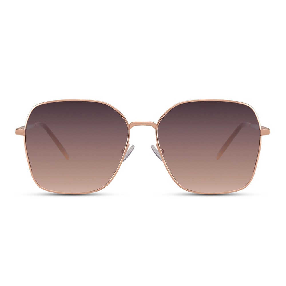 Runde solbriller med guldramme og brun linse