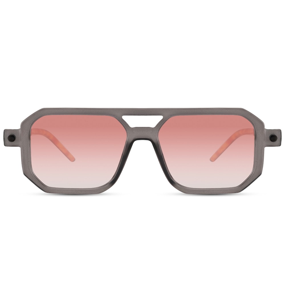 Firkantede solbriller - Grå med pink linse