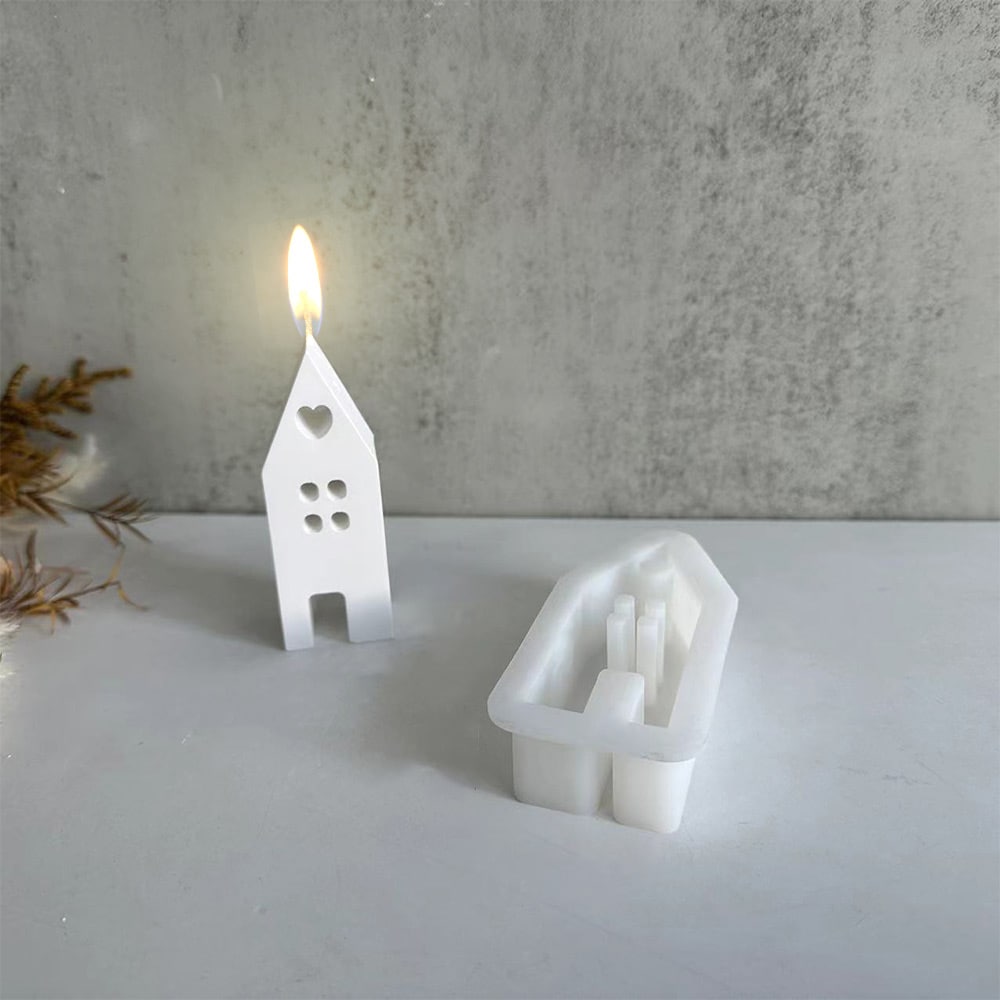 Silikoneform til stearinlys 12,5cm - Hus