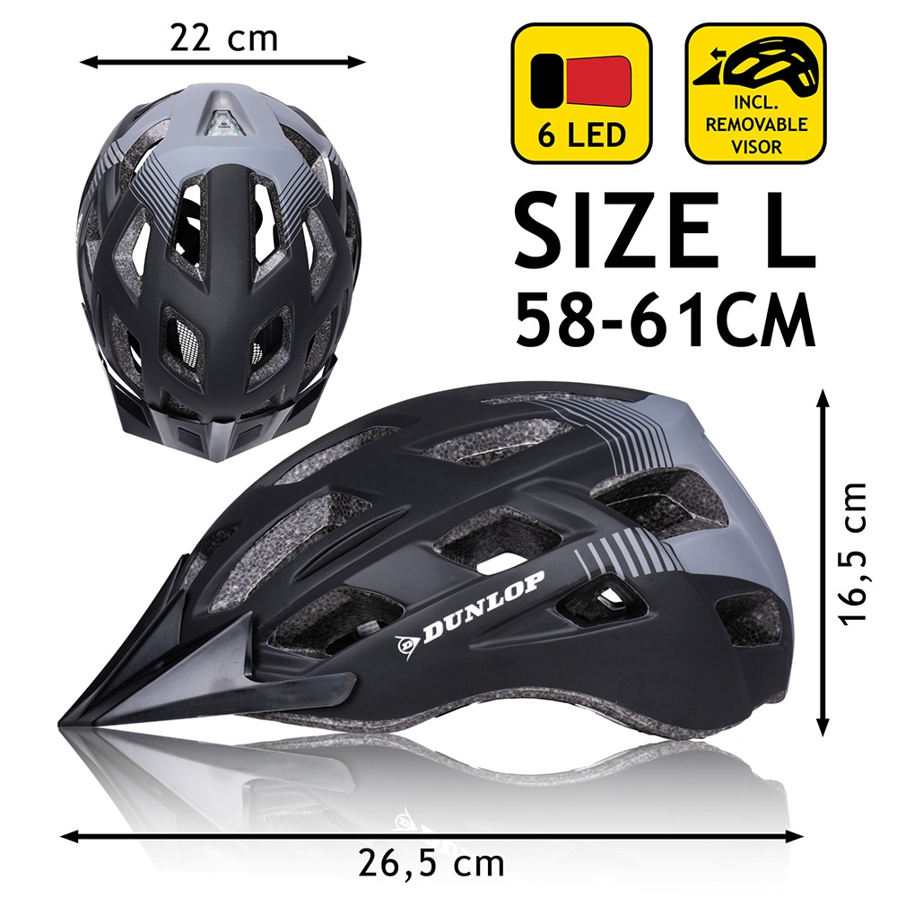 Dunlop cykelhjelm med LED 58-61 cm