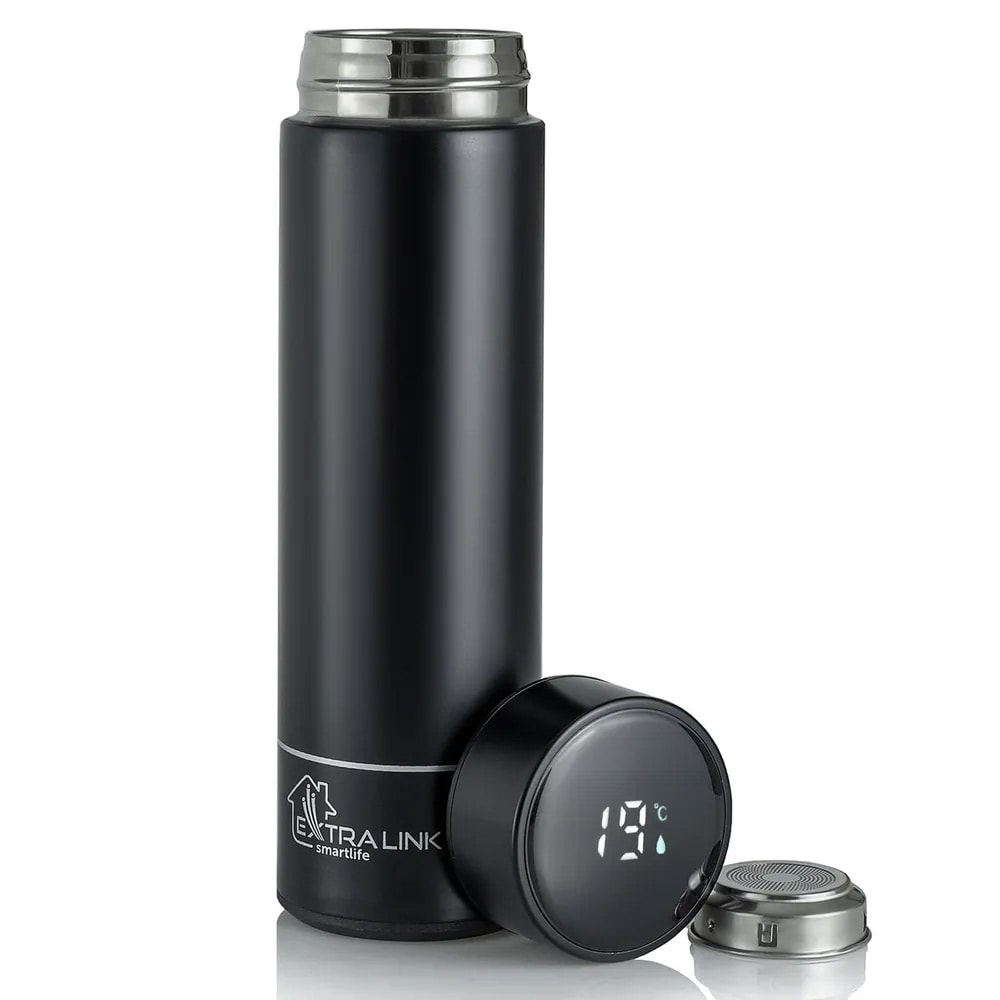Extralink Smart Resetermos med LED-display 500 ml - Sort