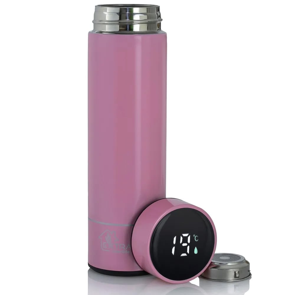 Extralink Smart Resetermos med LED-display 500 ml - Pink