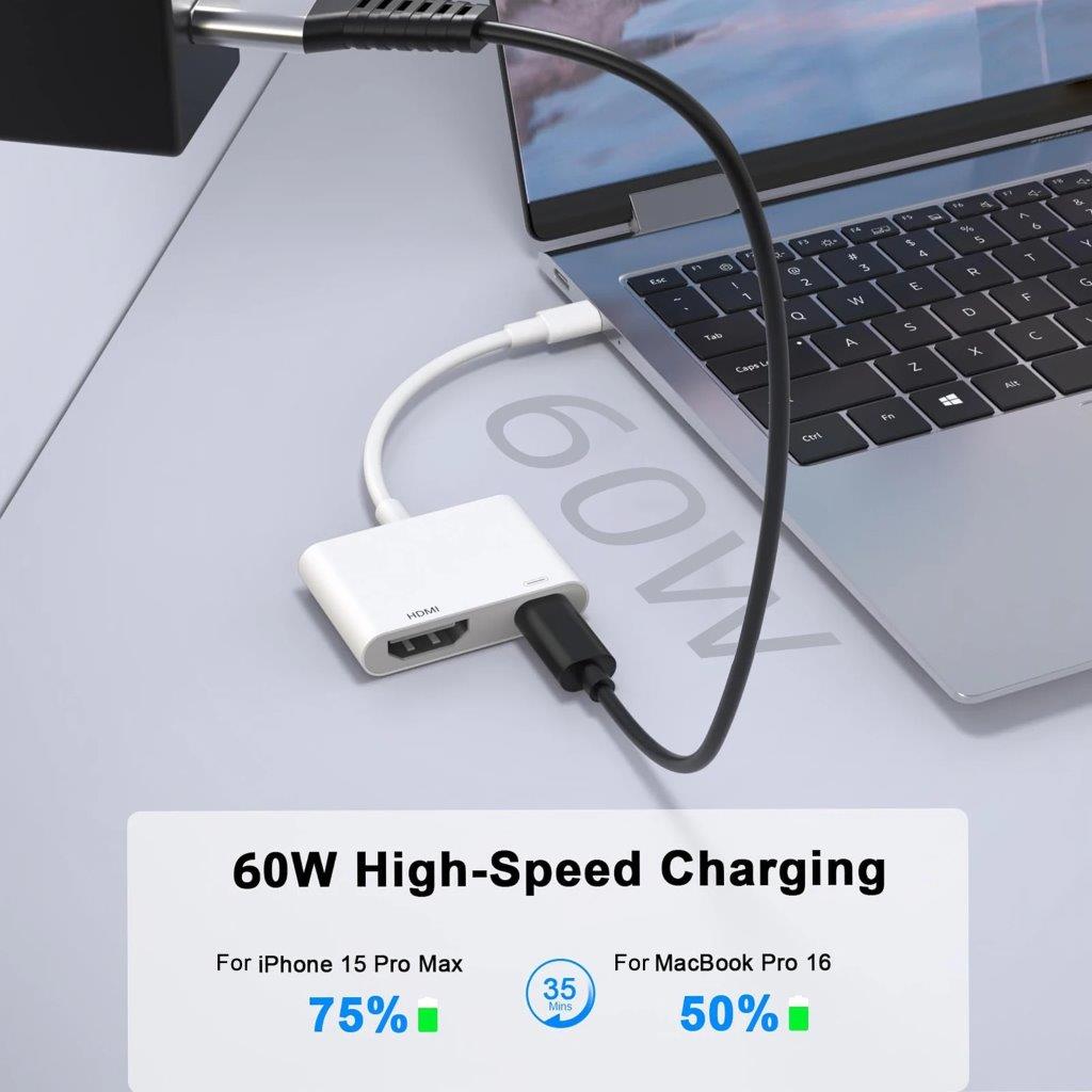 USB-adapter: USB-C til HDMI + USB-C med høj opløsning