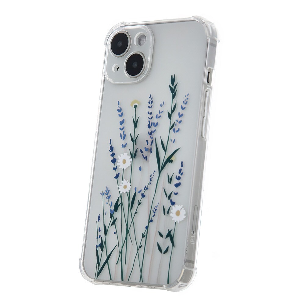 Tynd bagskal med blomster til iPhone 13