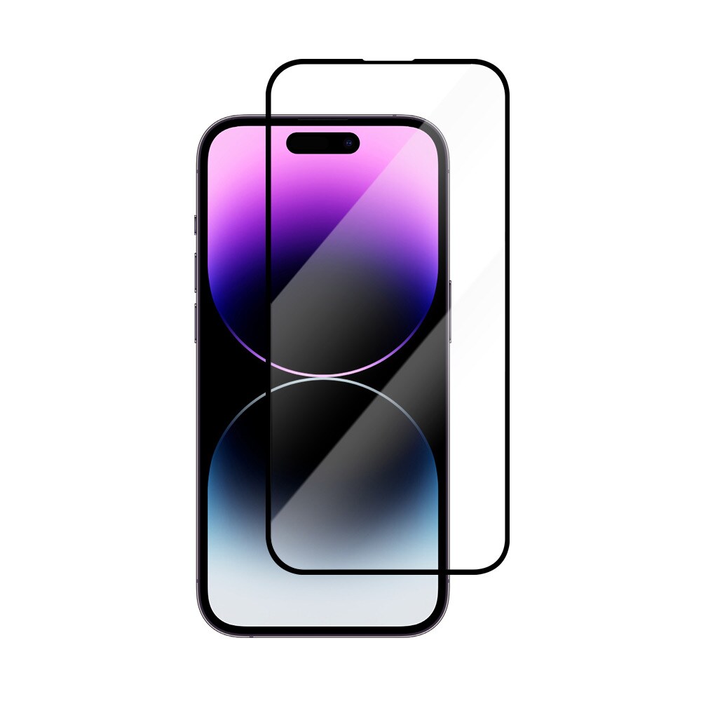 Hærdet skærmbeskyttelse med sort ramme til iPhone 14 Pro Max